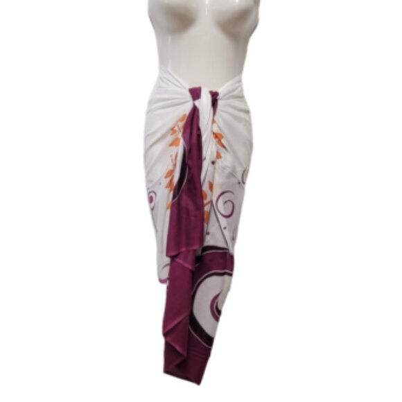 Cover Up Handpainted Cotton Batik Coverups Strapless Wrap Dress Home Accent - Picture 5 of 6